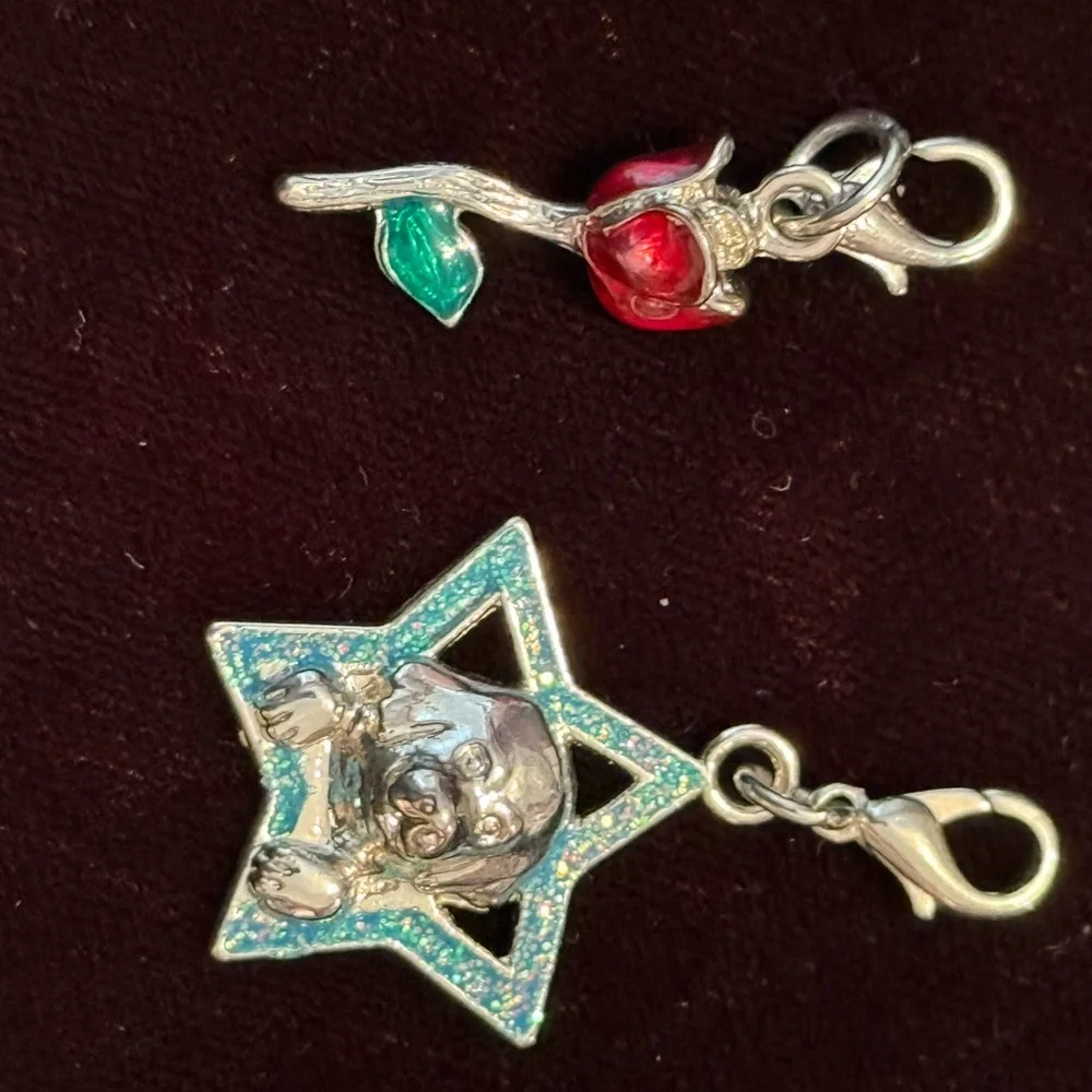 2 Disney Charms , Charmed in the Park Lobster Claw Clasp Beauty and the Beast